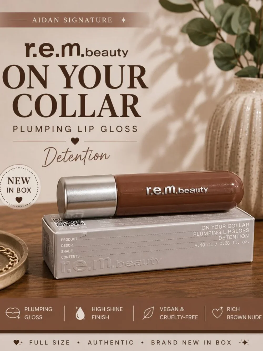r.e.m. beauty On Your Collar Plumping Lip Gloss Detention